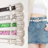 Y2K Rhinestone Belt Pin Buckle Porous Niche Design Women's Ins Style Hot Girl Sequin American Vintage Super Flash Belt