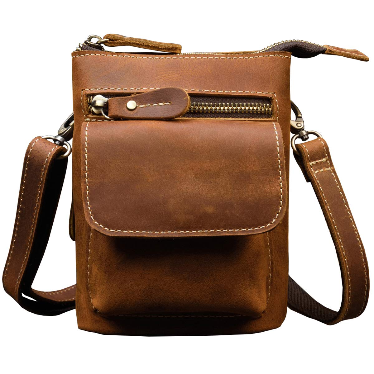 

Поясна сумка на стегно плече Шкіряна поясна сумка для зберігання мобільного [Luufan] Сумка, Сумка, Чоловіча сумка, Сумка, Шкіра, 3-Way, Маленька, Шкіра, Унісекс, Сумка, коричневий