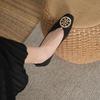 Soft leather 2025 new leather retro buckle light mouth shoes low heels women's literary square head Mary Jane shoes