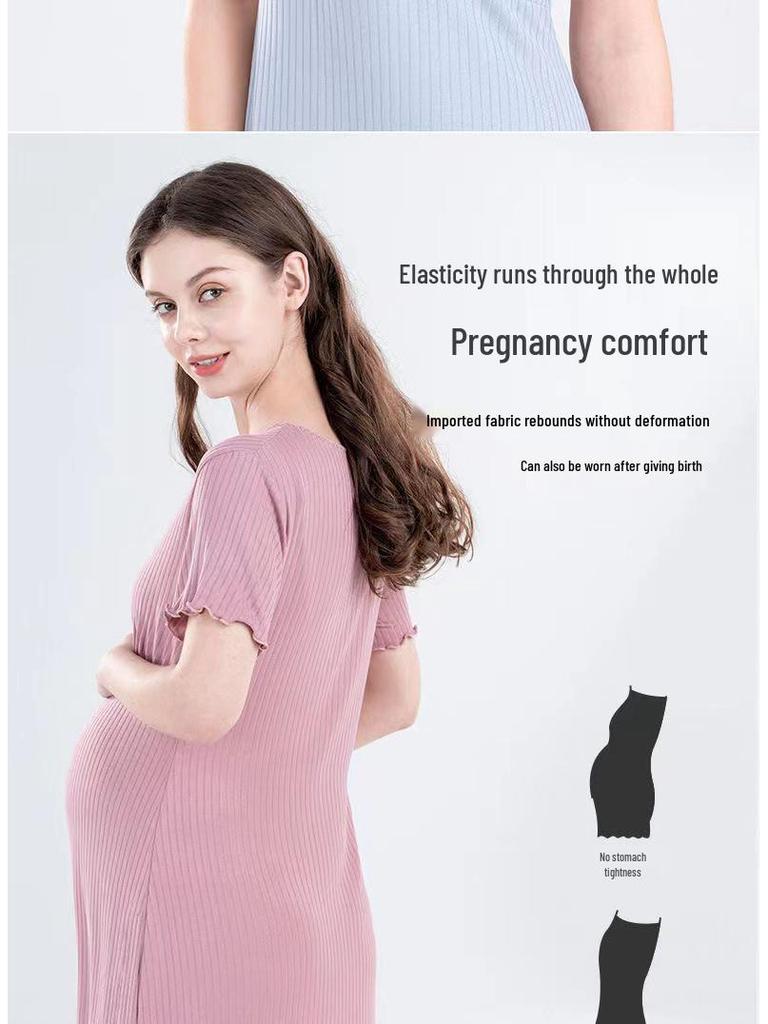 Maternity Nursing Dress - Summer/Autumn Fashion for Pregnant and Postpartum Women