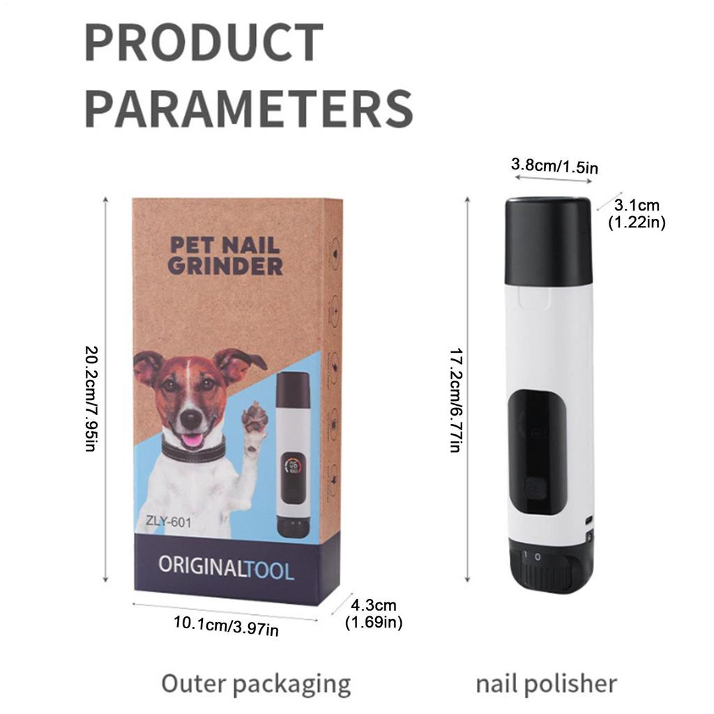 Quiet Nail Grinder For Dogs 6-Speed USB Rechargeable Digital Display Dog Electric Nail Grinder For Home Salon Travel Outdoor