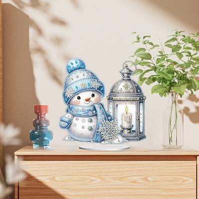 Acrylic Christmas Snowman 5D DIY Diamond Art Tabletop Decorations Diamond Painting Desktop Decors for Home Office Decor