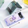 Z Flip 4 Case With Pen For Samsung Galaxy Z Flip 4 3 Flip3 Flip4 5g Case Capacitance Pen Slot Plating Transparent Stand Cover