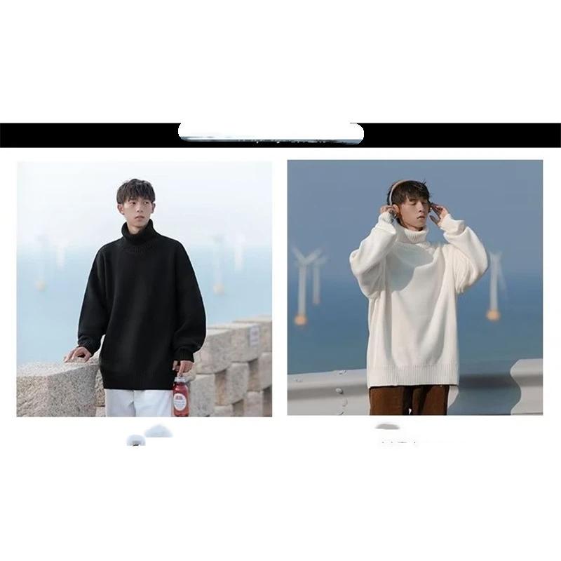Oversized Turtleneck Knit Sweater For Men Warm Soft Daily Wear Jumper