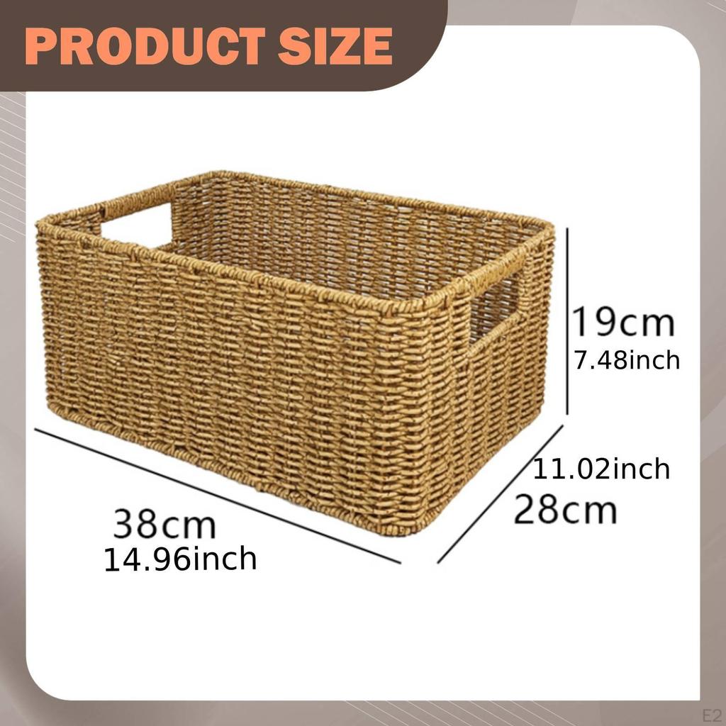 Decorative Rectangular Storage Basket Made of Imitation Rattan for Bathrooms Rooms.