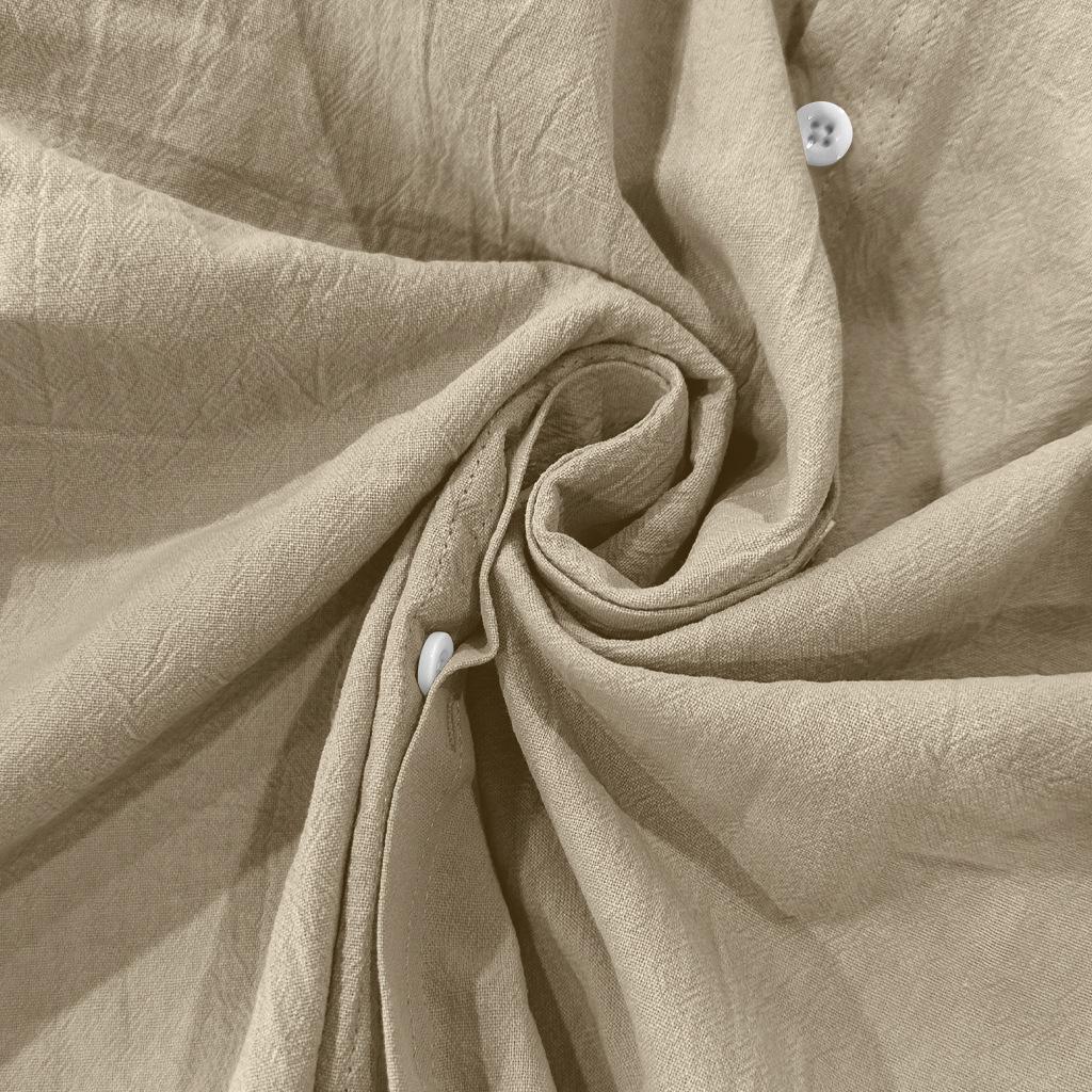 Linen Shirt with Long Sleeves and Stand Collar Breathable Casual Men's New Chinese-Style Pocket Shirt