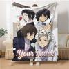1pc Bungo Stray Dogs Blanket with Custom Name, Gift, for Men and Women, Soft Blanket, Good for Sofa Bed Couch Travel, Lightweight Flannel Blanket