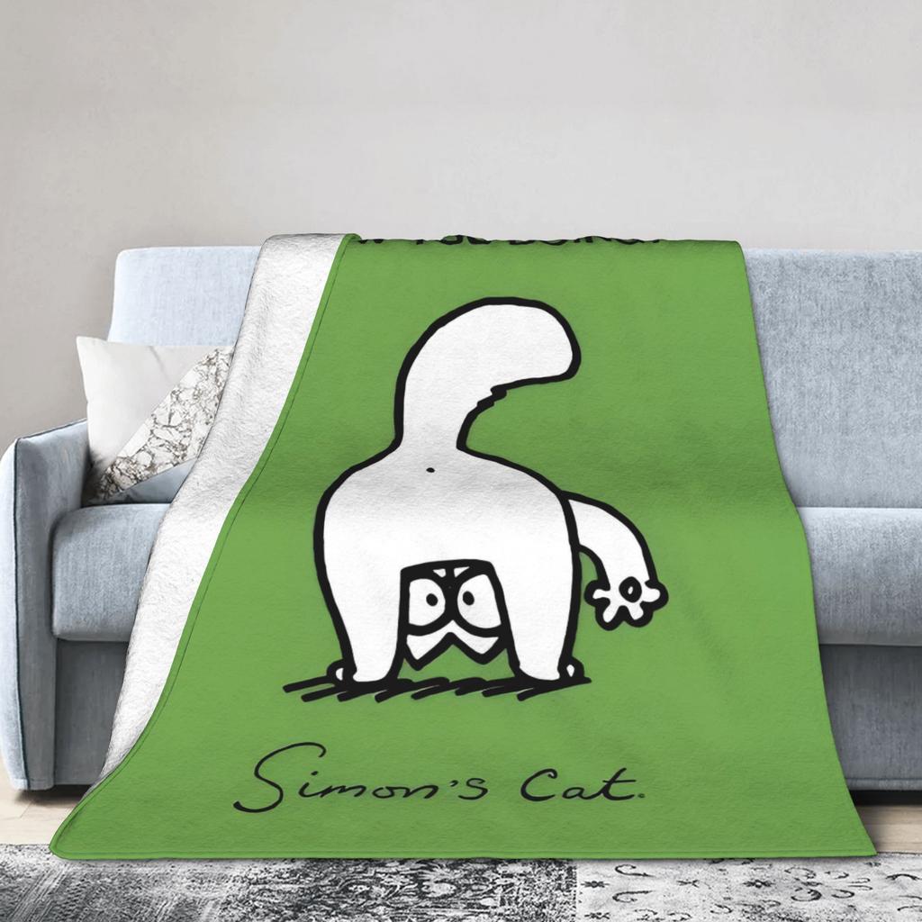 Simons Cat Knitted Blankets Humorous Cat Fleece Throw Blankets Bedding Couch Printed Soft Warm Bedspreads,