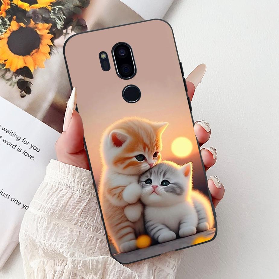 For LG G7 ThinQ Case Cute Cat Luxury Painted Cover Soft Slim Phone Case For LG G7 ThinQ G7Thinq LM-G710 G710 G7+ Back Cover Bags