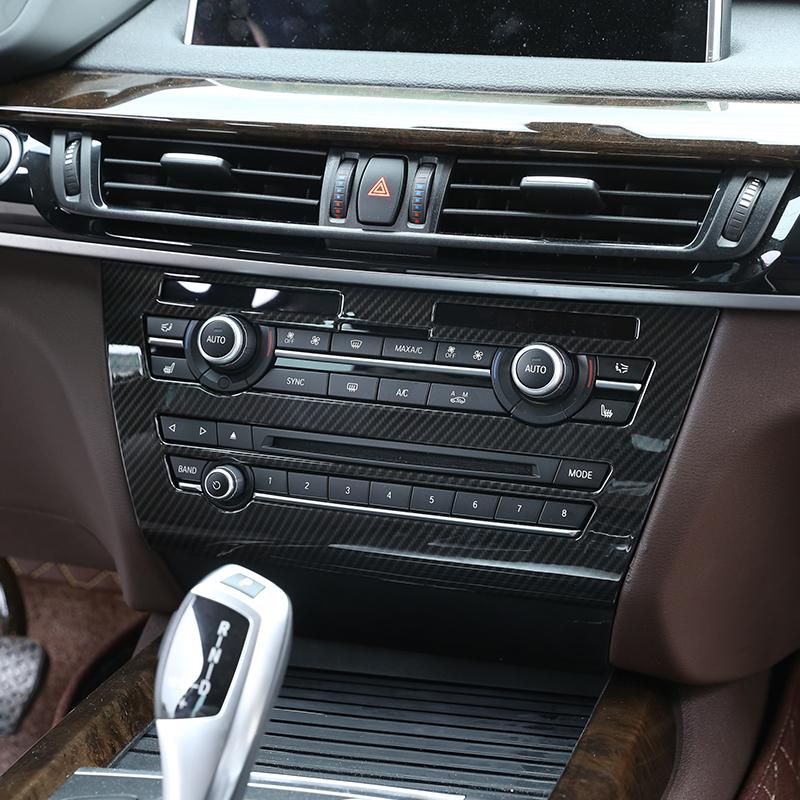 För BMW X5 F15 X6 F16 2014-2018, Ratt, Instrumentpanel, Mittkonsol Växelväljare, Paneldekal, Bilinteriör Kolfiberdekorationsskydd
