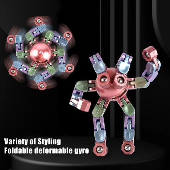 Transformable Fidget Spinner Portable Stress Relief Deformation Mechanical Arm Fingertip Gyro Chain Robot Spinner Sensory Toy