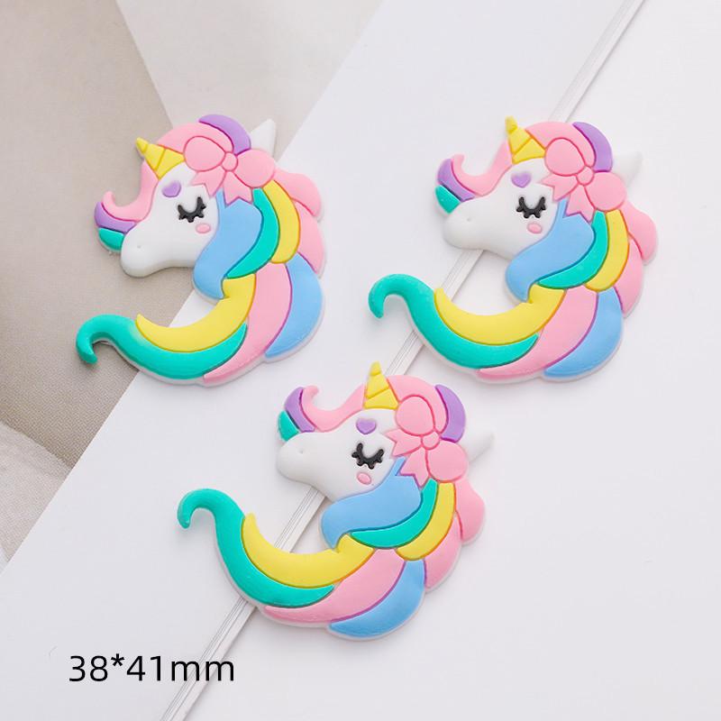 Cartoon Rainbow Unicorn PVC Hair Clip & Magnet DIY Accessory 100 pieces