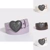 Retro Heart Pattern Leather Look Belt With Pin Buckle For Young Women Casual Fashion
