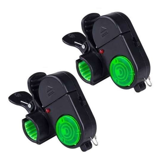 2Pcs Fishing Bite Alarm Lamp with Silicone Clip 80dB Night Fishing Rod Alert Light Sensitive Electronic Bite