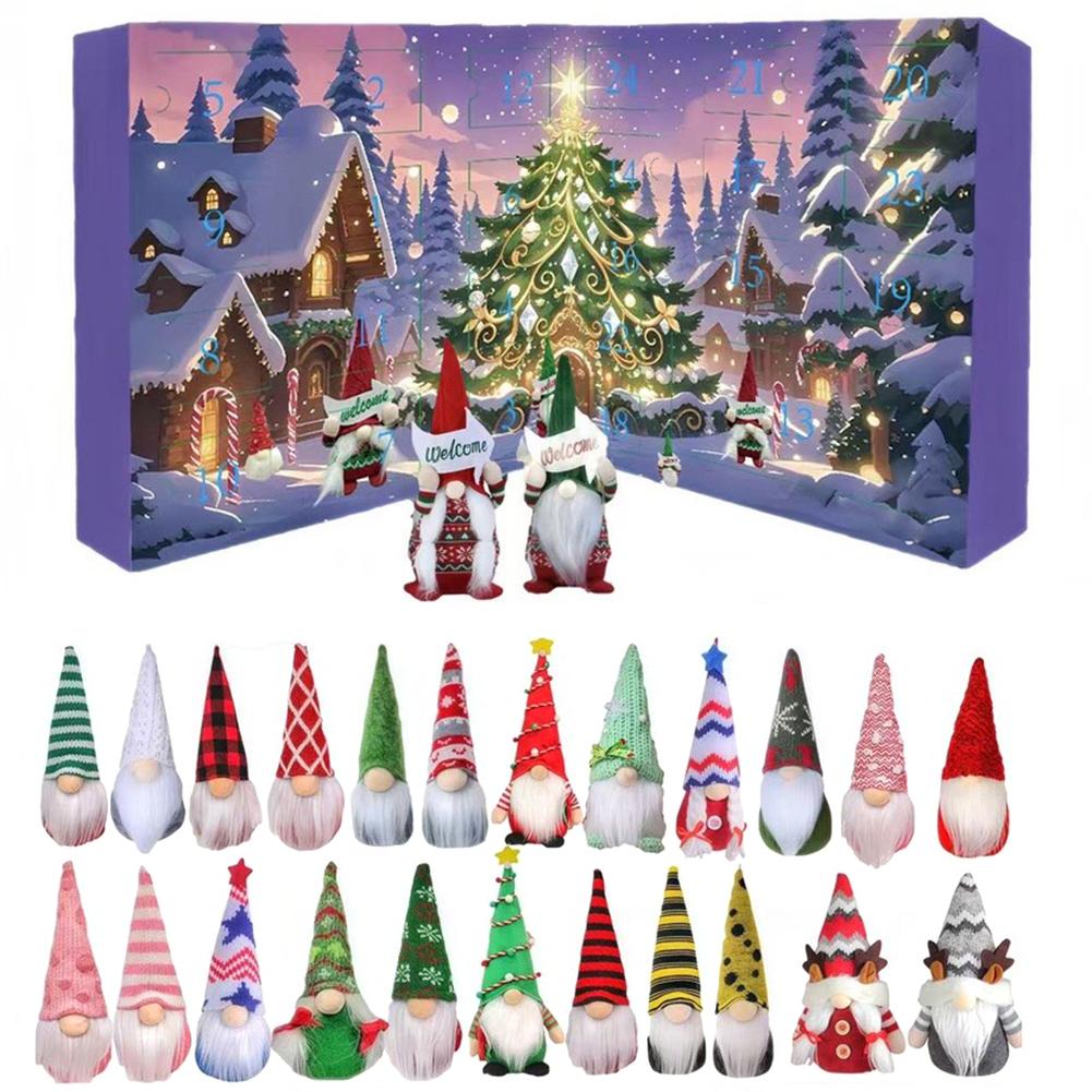 2025 Christmas Cute Mini Gnome Figures Christmas Decorations for Home Christmas Ornament Gnome Countdown Calendar Gifts for Kids