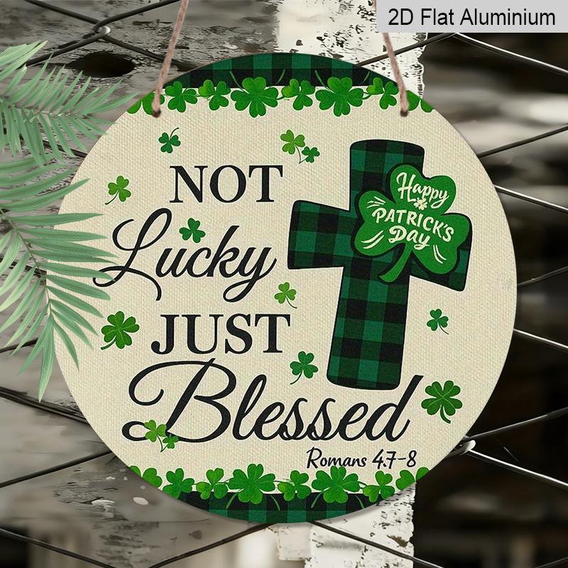 2D Flat - 1pc of 2D Flat Printed Aluminum Sign with a Blessed Pattern, Measuring 7.87X7.87 Inches (20X20 Cm). It'S Durable And Easy to Hang, Making
