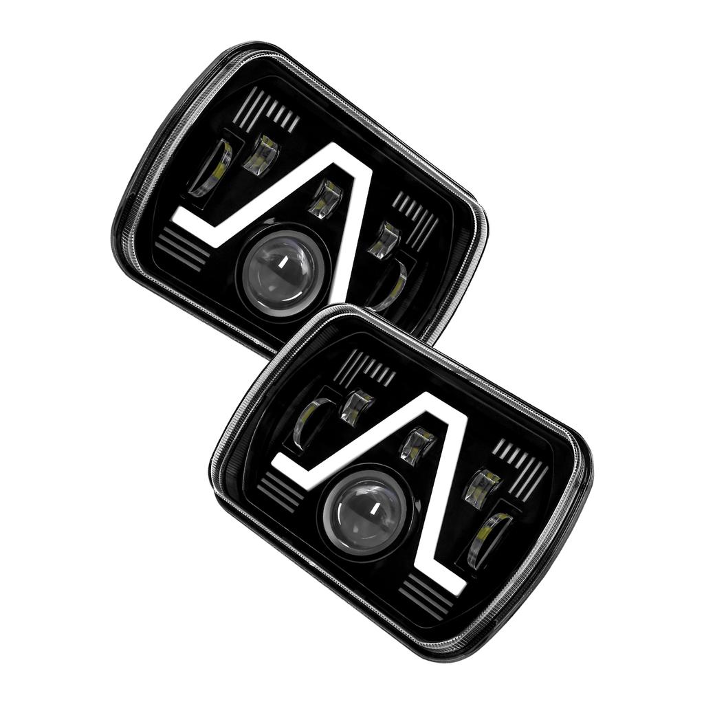 2PCS 7 Inch LED Headlights, 5x7   7x6   Rectangular LED Headlights with High Low Beam DRL Turn Signal Replacement for