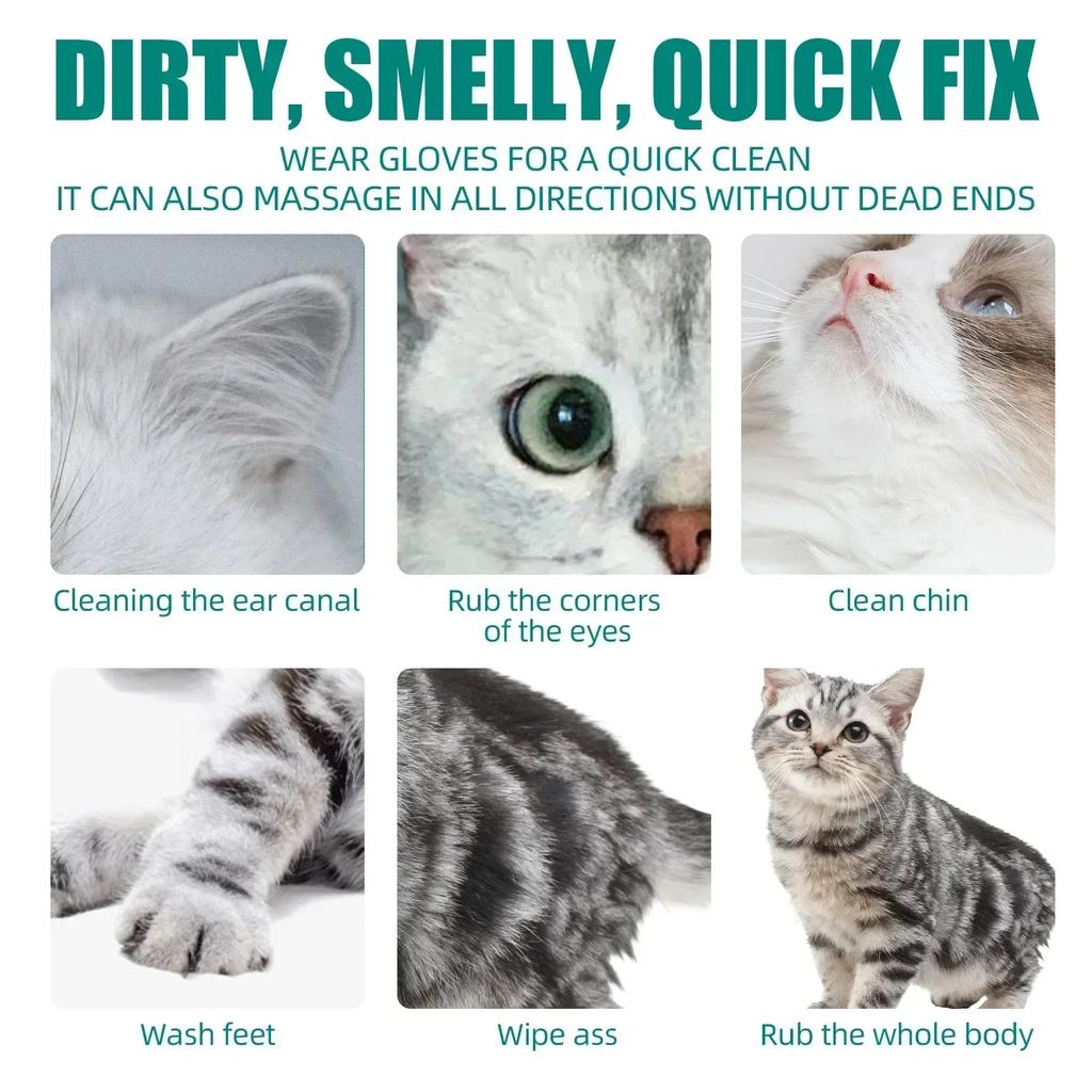 Yegbong Pet Dry Shampoo No Rinse Waterless Wash for Cats Dogs Odor Removal Hair Care Deshedding Dense Comb Gloves Cleaning Kit