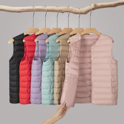 Damen 2025 Kragenlose Baumwollweste - Herbst/Winter Große Größe Rundhalsweste