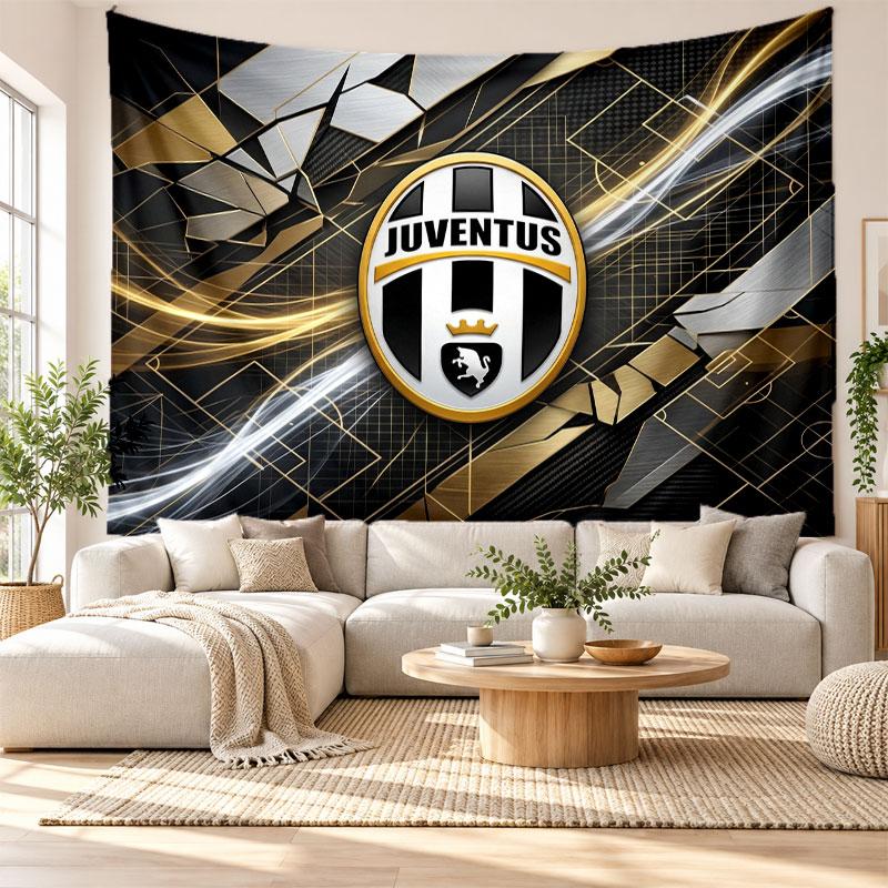 Juventus FC Wall Tapestry, Soft Fabric Wall Hanging, Decorative Backdrop For Bedroom Home Wall Art