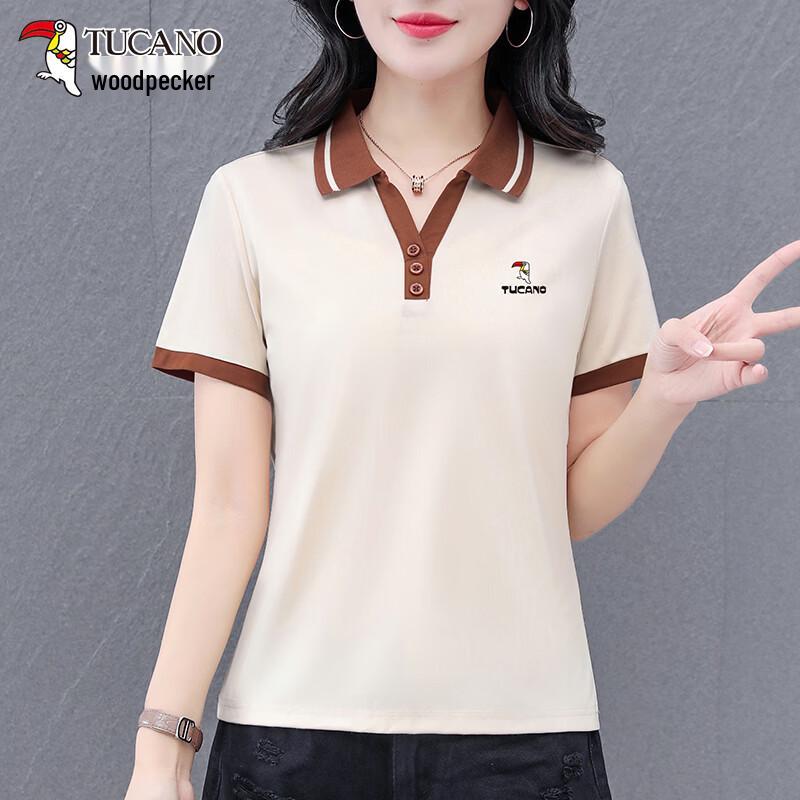 TUCANO Women s V-Neck Color Block Polo T-Shirt M
