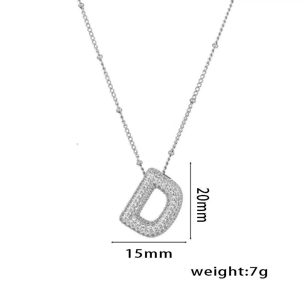 18K Gold-Plated Copper Necklace with Micro-Inlaid Zirconia & 26 Letter Pendant - Classic and Versatile European-American Jewelry