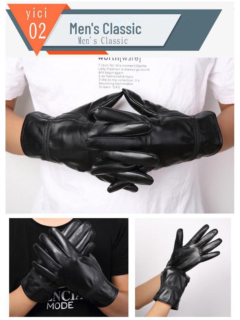 Unisex Sheepskin Leather Motorcycle Gloves with Velvet Lining for Winter Warmth
