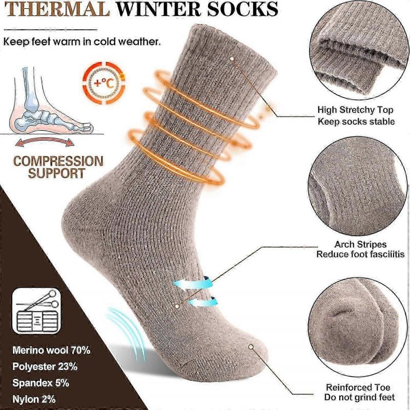 5 Pairs Womens Merino Wool Socks Hiking Warm Winter Thick Thermal