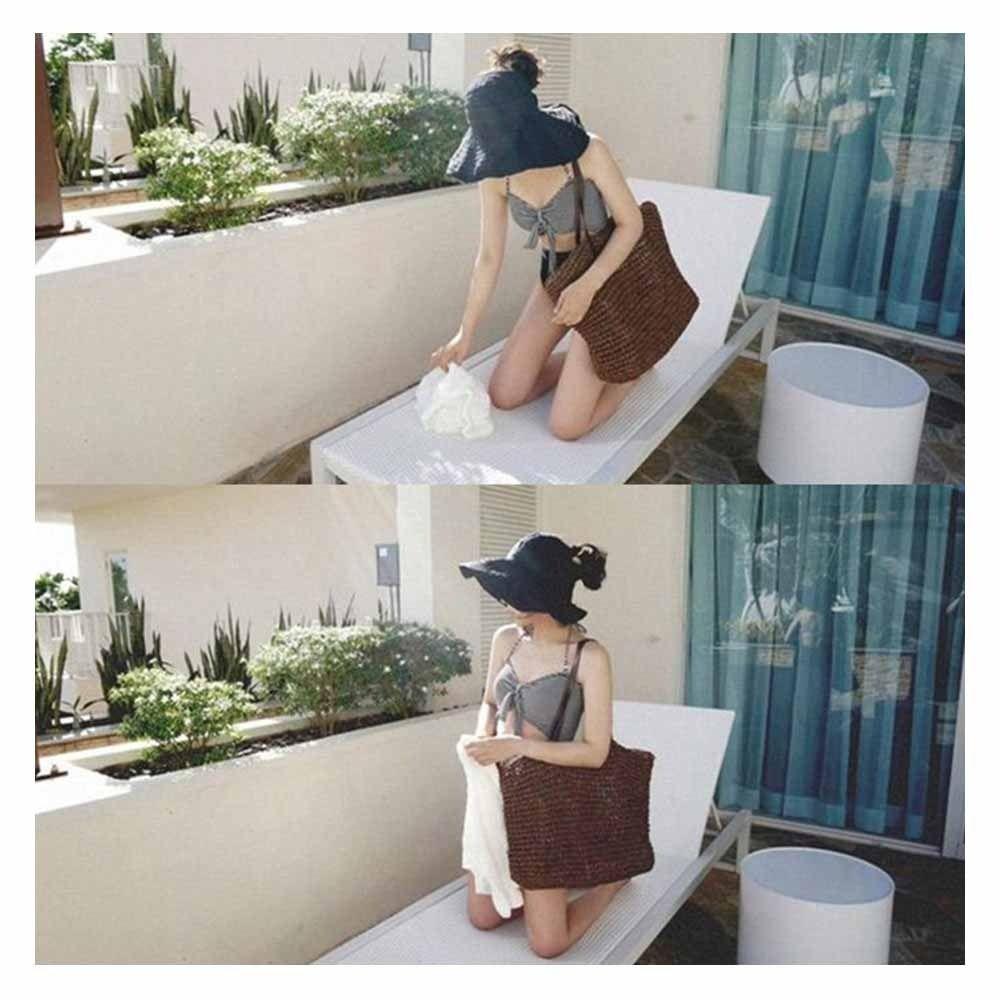 Foldable Women Sun Hat Wide Brim Sun Protection Hat Lightweight Summer Beach Hat Beach Wear