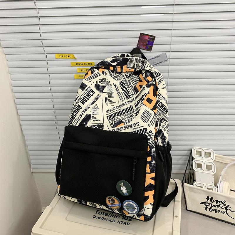 Schoolbag Japanese graffiti large capacity schoolbag male ins trendy cool junior high school high school college student campus travel backpack