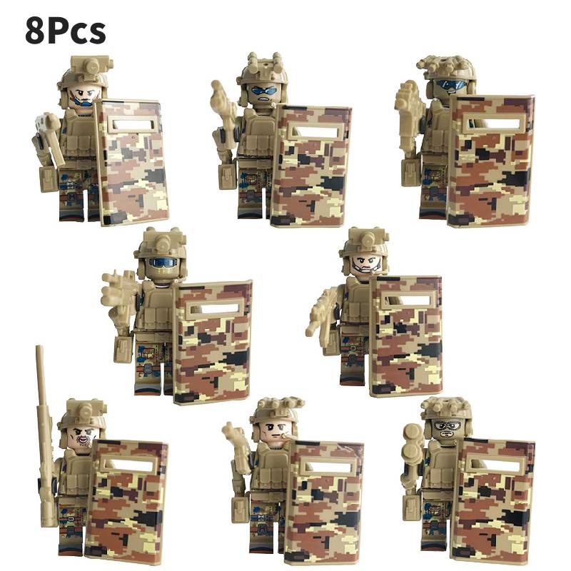 

Набор минифигурок Элитные силы Военный спецназ Строительные блоки Игрушка, ориентированная на действие коричневый