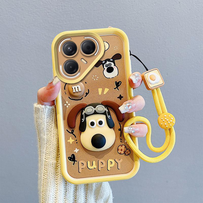 KEYSION Shockproof Case for TECNO Pova 7 Ultra 5G with Lanyard Soft Silicone Cute 3D Cartoon Doll Phone Back Cover for Pova 7 Ultra