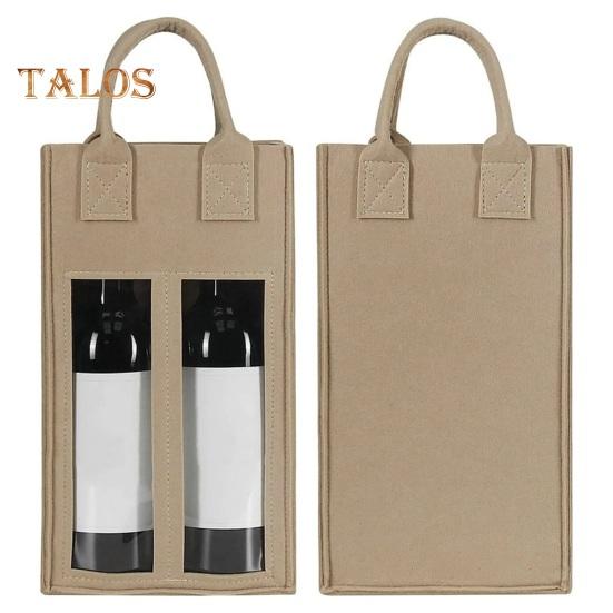 Double Wine Carrier Bag with Portable Handle Shockproof Heavy Duty Felt Reusable Wine Champagne Beer Bottle Tote Handbag Gift