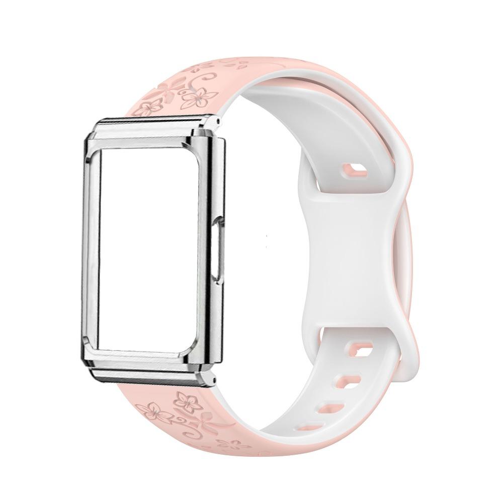 Metalowa rama etui ochronne + Dwukolorowy wytłaczany silikonowy pasek do Huawei Band 11 Pro
