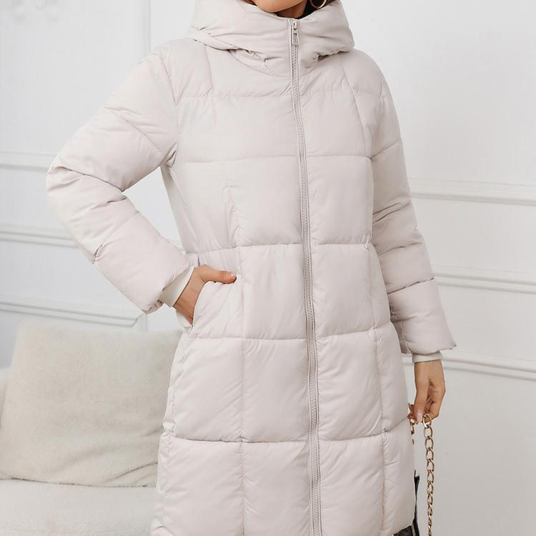 Nya vinterjackor i bomull Damkläder Långa parkas Lös huva Tjocka varma vinterkappor Svarta överrockar för kvinnor