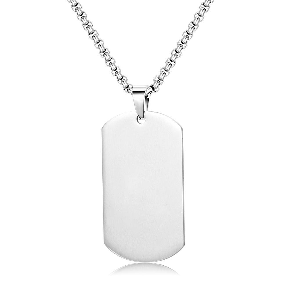 Stainless Steel Black Dog Tag Necklace - Trendy Hip Hop Style for Men & Women, Custom Engravable Titanium Steel Jewelry.
