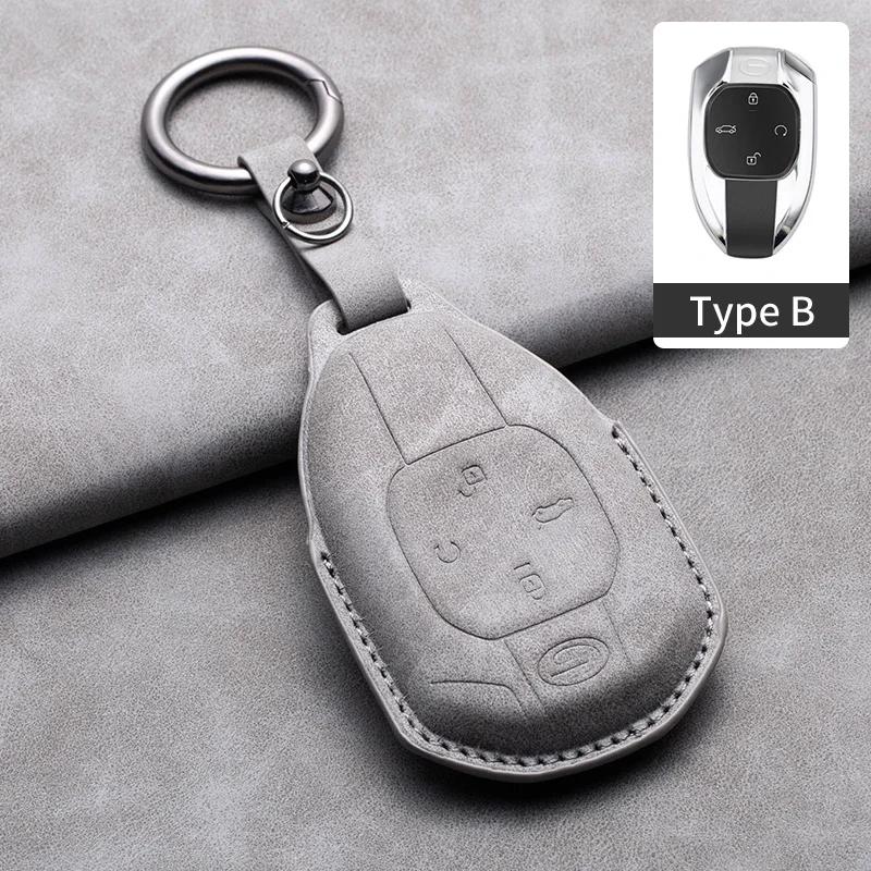 Leather Car Remote Key Case Cover for GAC Trumpchi GS4 GM8 GA3 GA6 SGS7 GA4 GS5 GS3 Legend GS8 Keychain Accessories