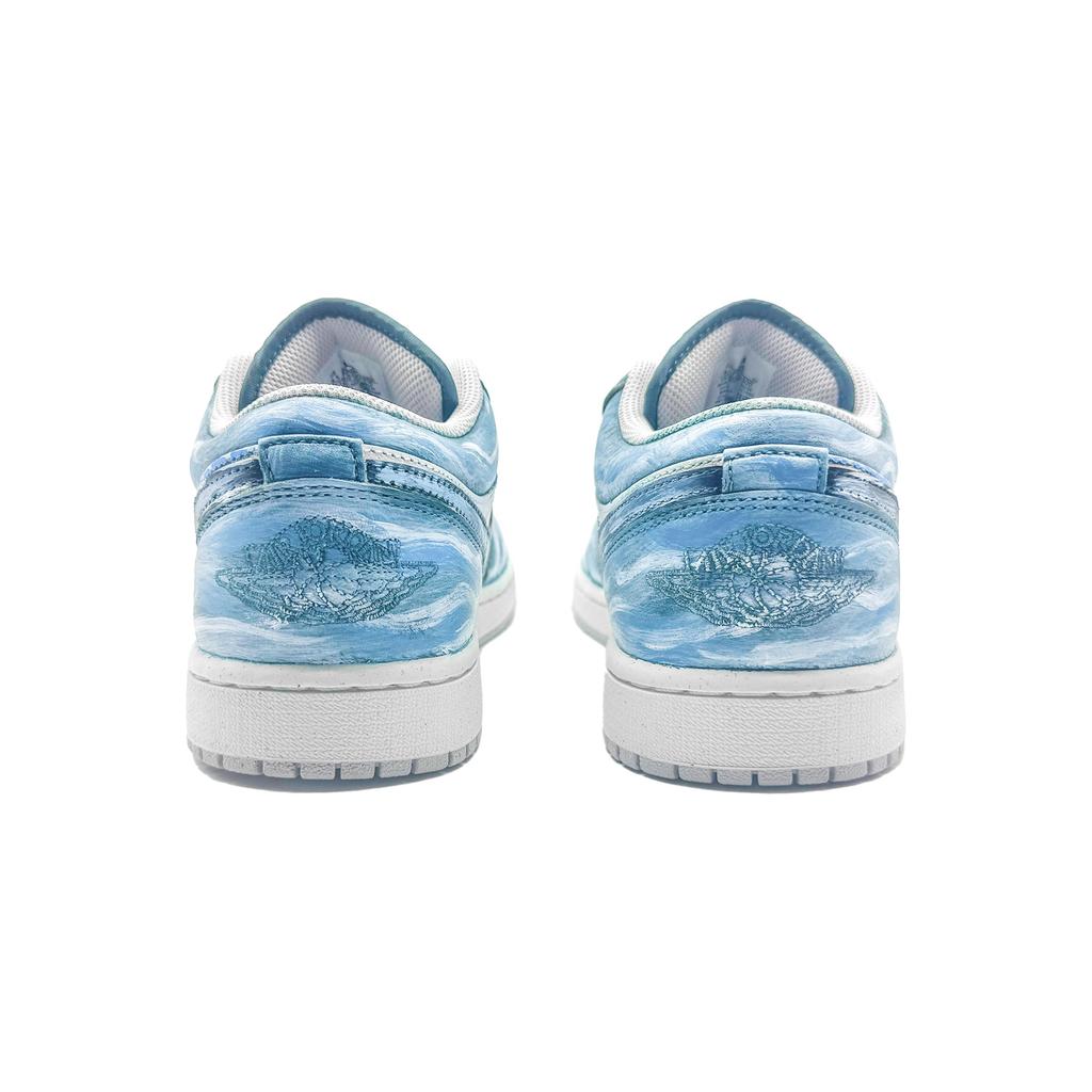 Jordan Air Jordan 1 Abrasion Resistant Low top Skateboard Shoes Unisex Blue White FQ7687-300(Team1108-)