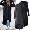 Women Fashion Hooded Jacket Long Sleeve Long Solid Coat With Pocket