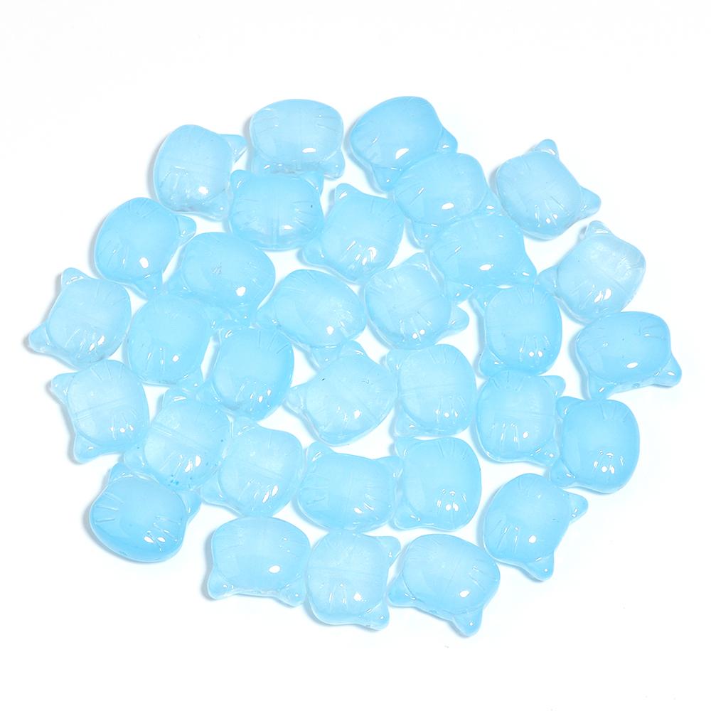 30Pcs Cat Head Glass Beads Cute Cartoon Kitten Lampwork Loose Bead for Jewelry Making Accessories DIY Bracelet Necklace Pendant