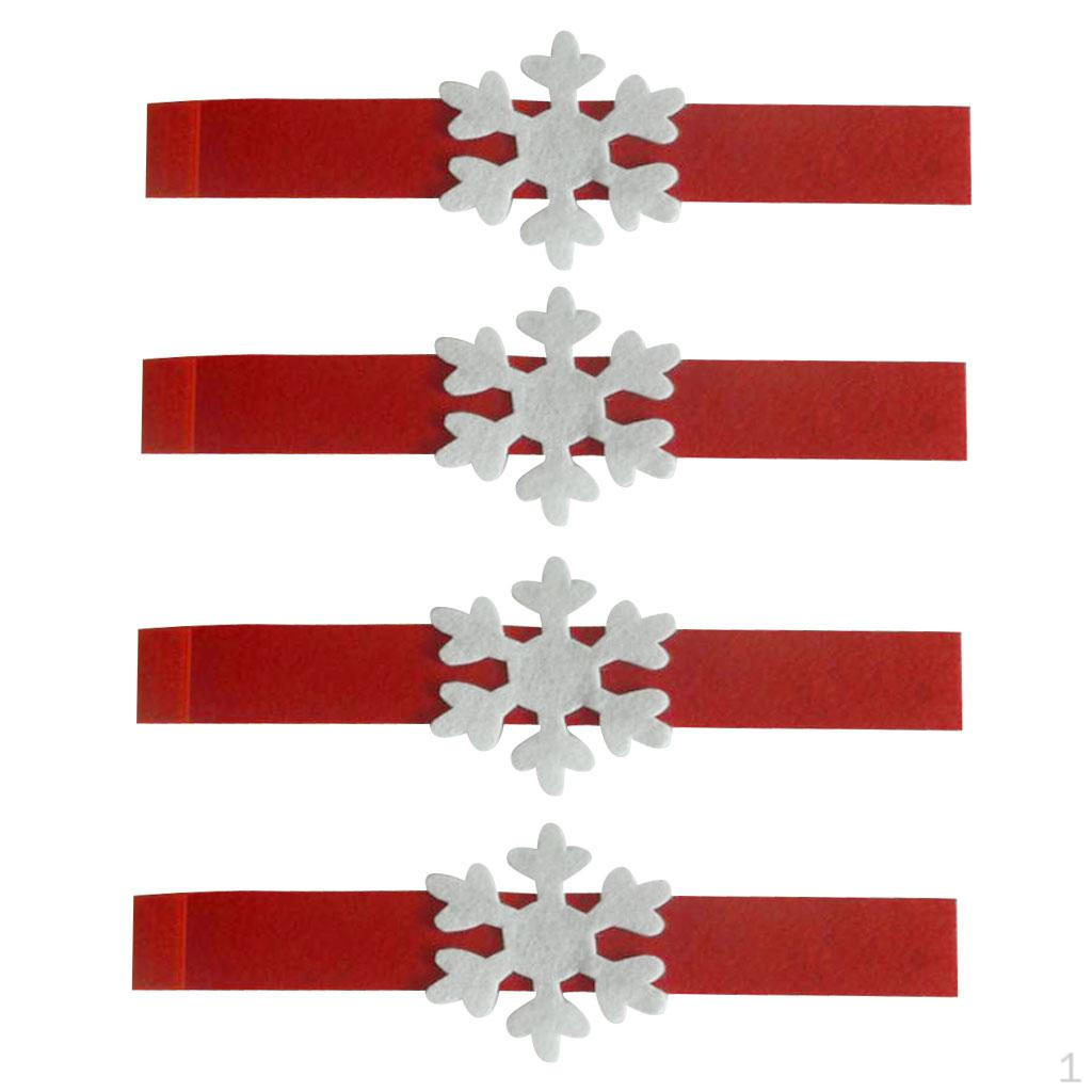 

4pcs Napkin Rings Serviette Holder Christmas Banquet Table Decor Red