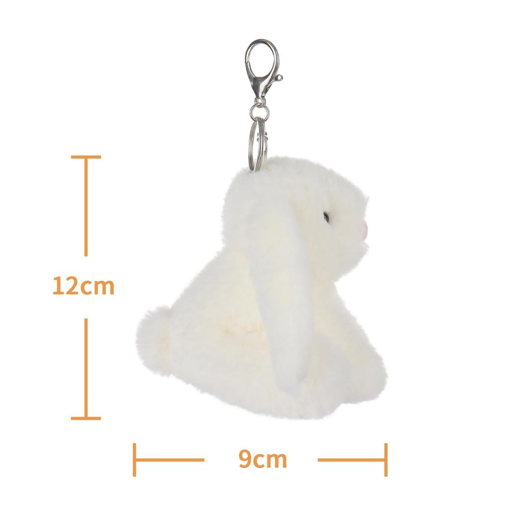 Apricot Lamb Cute White Bunny Soft Keychain Plush Toy, Perfect for Boys and Girls, Fits Kids Backpacks and Purses, 15cm