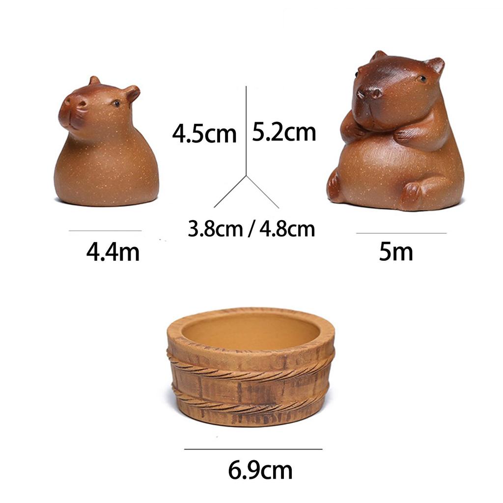 Clay Capybara Mini Tea Pet Figurine Lovely Accessories DIY Crafts for Tea Room Home Fairy Garden Yoga Room Shelf Bedroom