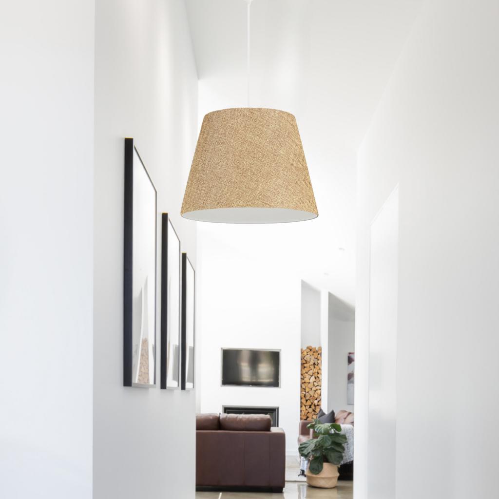 

Sofia Conical Ceiling Pendant Lamp Beige Fabric Living Room Children s Room Hallway Chandelier