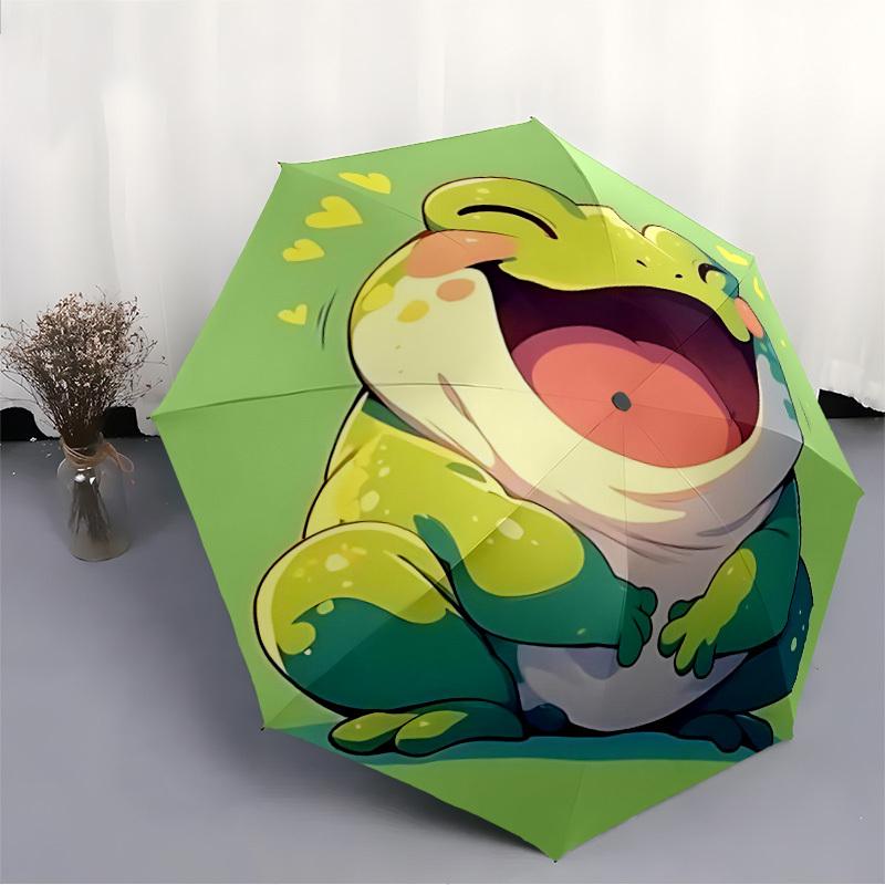 1pc Froggy Laughter Automatic Open/Close Umbrella, Portable Folding Umbrella for Travel, Themed Events008