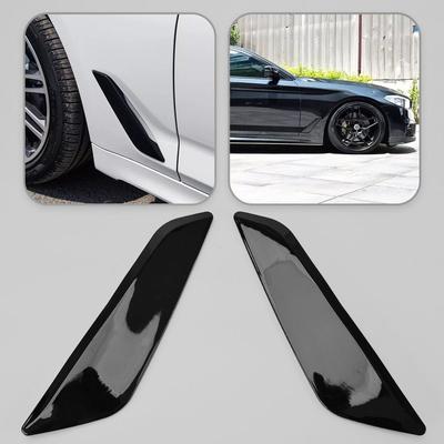 1 Pair Car Side Fender Vent Grille Cover Trim Fit for BMW 5 Series G30 G31 2018- Gloss Black ABS