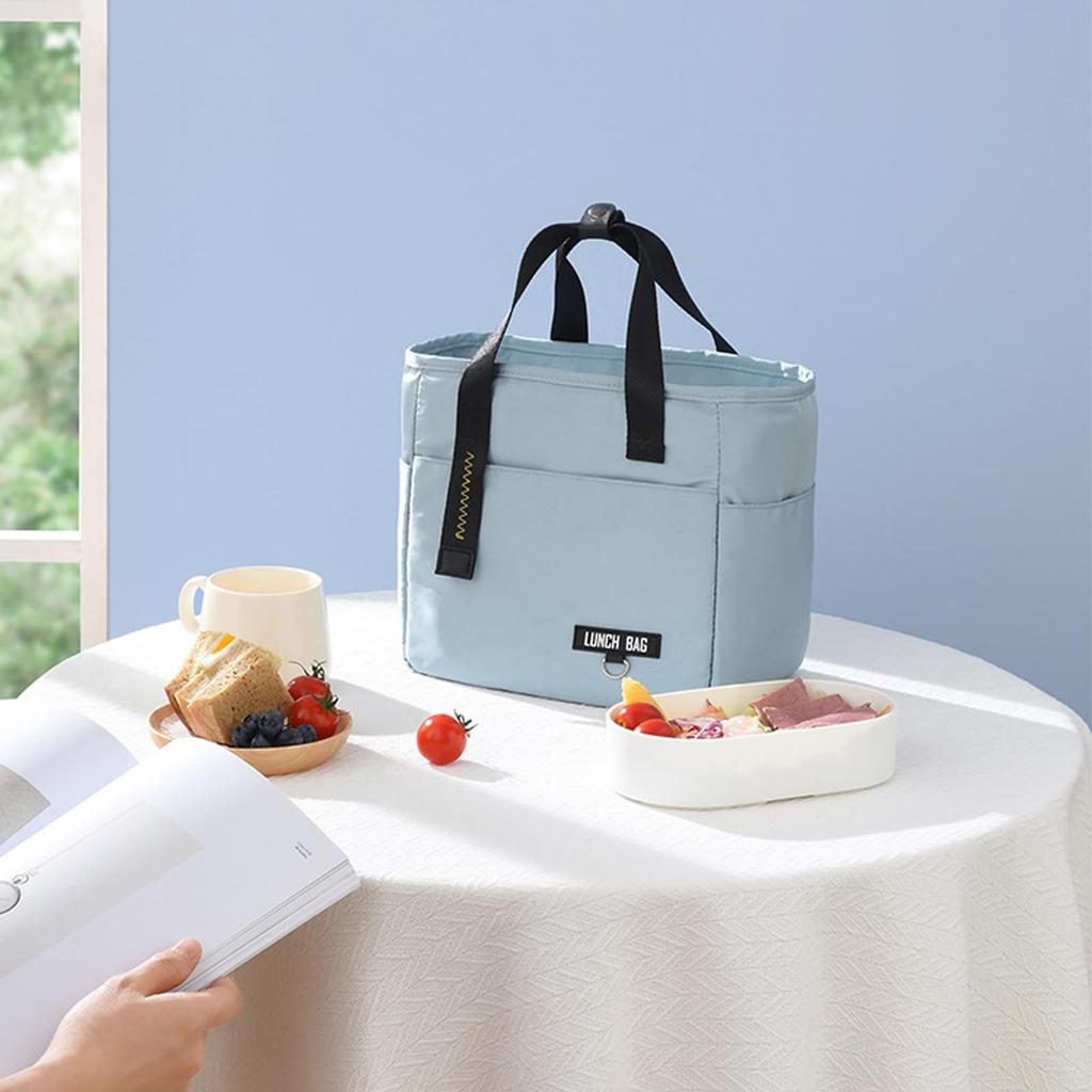 Exgox Lunch Bag, Navy Blue, Insulated, Large Capacity, Water-Repellent, Durable, Stylish, Simple, Convenient, Perfect for Outdoor Activities,