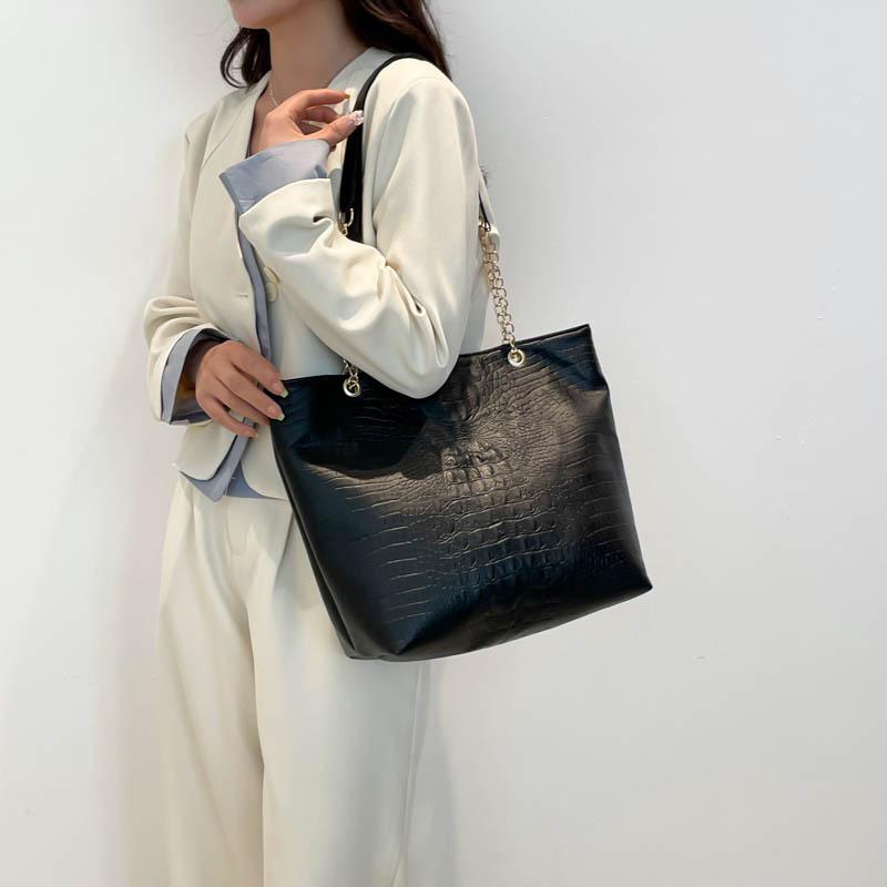 2025 New Large-capacity Shoulder PU Handbag, Crocodile Pattern Women's Bag, Fashionable European and American Commuter Tote Bag Tide
