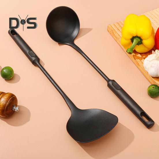 Wok Spatula And Ladle Set Extended Handle Spatula Smooth Edges Soup Spoon Scratch-free Cooking Utensil