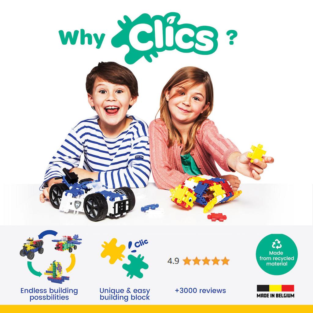 Klocki Clics Wiaderko 5w1 Maszyny Budowlane 144 el. 5+